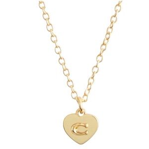 Authentic Coach Heart Shaped Gold Pendant Necklace New with tags $95 Retail.